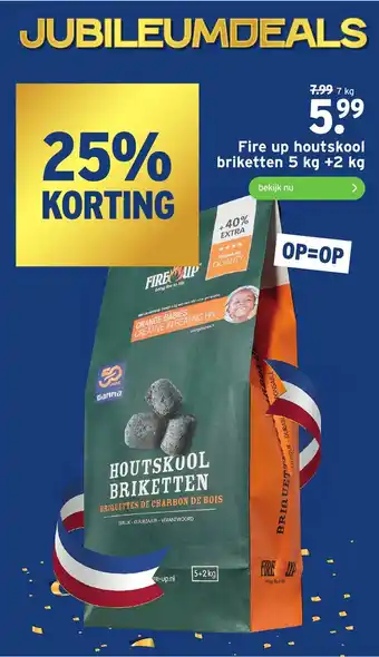 GAMMA Fire up houtskool briketten 5kg +2kg aanbieding