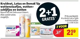 Kruidvat Kruidvat, Lotus en Demak'Up wattenstaafjes, wattenschijfjes en watten 2+1 aanbieding