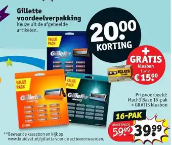 Kruidvat Gillette scheermesjes 12-16-pak aanbieding