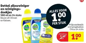 Kruidvat Dettol allesreiniger en allesreinigerdoekjes 500ml/24 stuks aanbieding