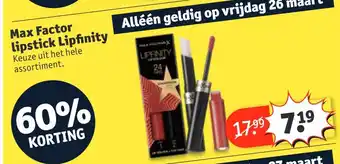 Kruidvat Max Factor lipstick Lipfinity aanbieding