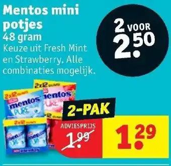 Kruidvat Mentos Mini potjes 2-pak 48g aanbieding