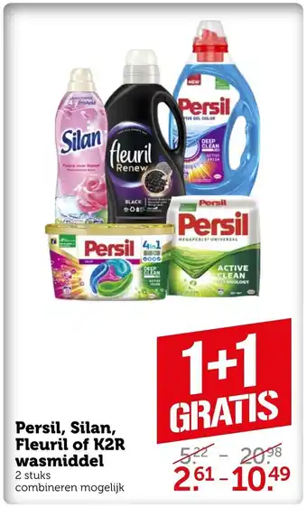 Coop Persil, silan, fleuril of k2r wasmiddel aanbieding