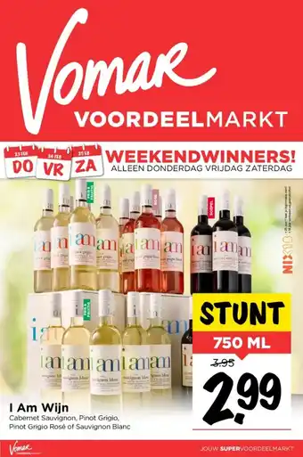 Vomar Voordeelmarkt I Am Wijn 750 ml aanbieding