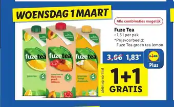 Lidl Fuze Tea 1,5 l per pak aanbieding