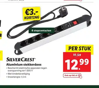 Lidl SilverCrest Aluminium  stekkerdoos per stuk aanbieding