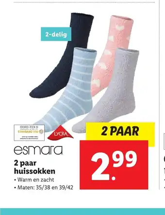 Lidl Esmara 2 paar huissokken maten: 35/38 en 39/42 aanbieding