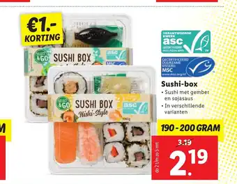 Lidl Sushi-box 190-200 gram aanbieding