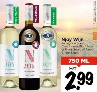 Vomar Voordeelmarkt Njoy wijn sauvignon blanc, chardonnay, pinot noir of pinot grigio of pinot grigio blush. aanbieding