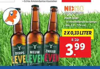 Lidl Hert bier 2 x 0,33 liter aanbieding