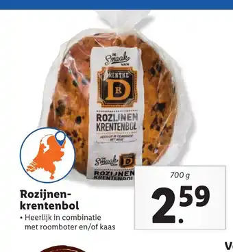 Lidl Rozijnen-krentenbol 700 g aanbieding