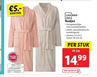 Lidl Livarno home Badjas per stuk aanbieding