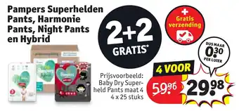 Kruidvat Pampers superhelden pants, harmonie pants, night pants en hybrid aanbieding