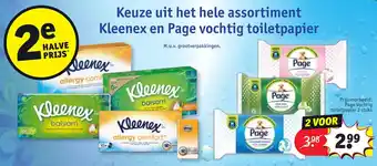 Kruidvat Keuze uit het hele assortiment kleenex en page vochtig toiletpapier aanbieding