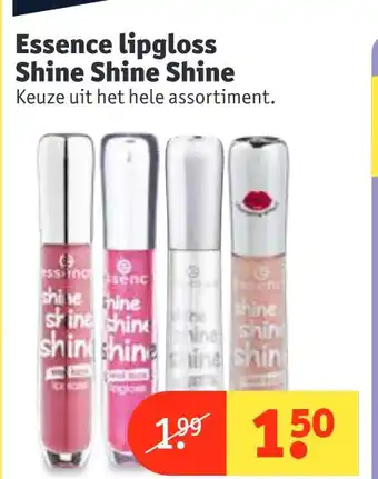 Kruidvat Essence lipgloss Shine Shine Shine aanbieding