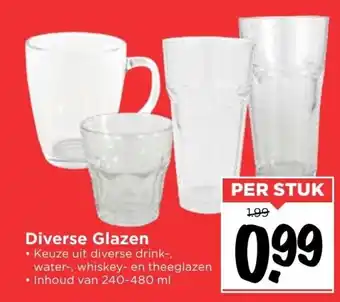 Vomar Voordeelmarkt Diverse glazen 240-480ml aanbieding