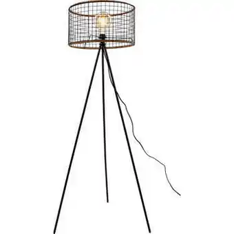 Blokker Maxxhome stalamp - vloerlamp - 146 cm - e27 led - zwart frame - houten details aanbieding