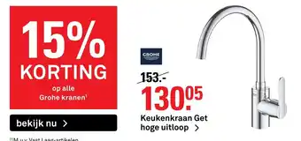 Karwei Grohe Keukenkraan Get hoge uitloop aanbieding