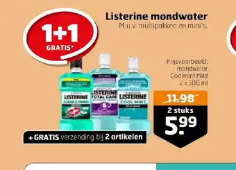 Trekpleister Listerine mondwater 2 stuks aanbieding