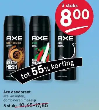 Etos Axe Deo 3st aanbieding