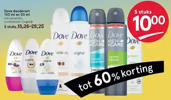 Etos Dove deodorant 5*50/150ml aanbieding