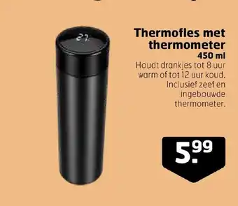 Trekpleister Thermofles met thermometer 450 ml aanbieding