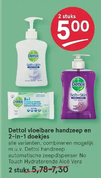 Etos Dettol vloeibare handzeep en 2in1 doekjes 2st aanbieding