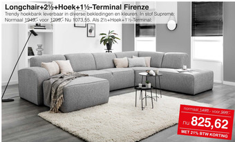 Woonsquare Longchair+2½+Hoek+1½-Terminal Firenze aanbieding