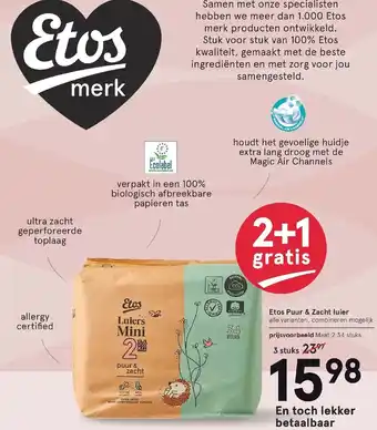 Etos Etos Puur & Zacht luier 2+1 aanbieding