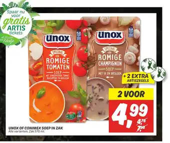 Dekamarkt Unox of Conimex soep in zak 570 ml aanbieding