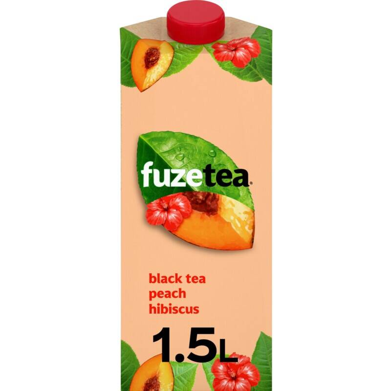 Fuze tea black ice tea peach hibiscus aanbieding bij Albert Heijn