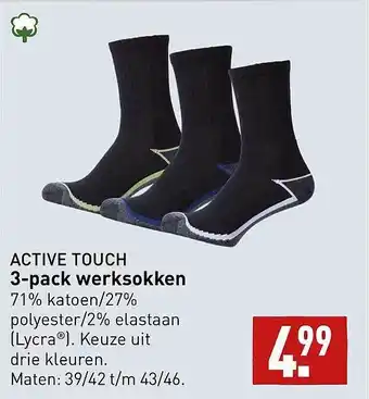 ALDI Active touch 3-pack werksokken aanbieding