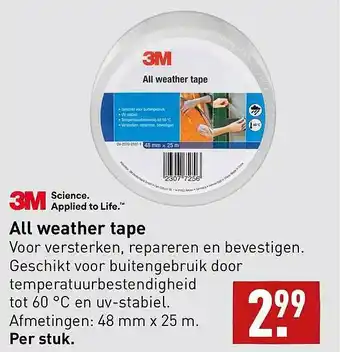 ALDI 3m all weather tape aanbieding