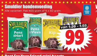 Dirk Smuldier hondenvoeding pak 400 gram of 4 x 60 gram aanbieding