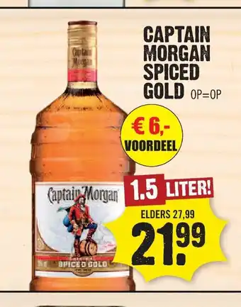 Dirk Captain Morgan Spiced Gold 1.5 liter aanbieding