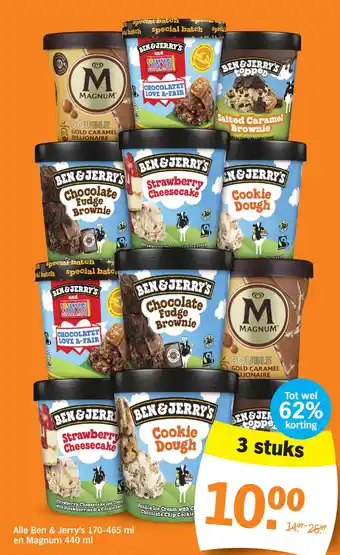 Albert Heijn Alle ben & jerry's 170-465 ml en magnum 440 ml aanbieding