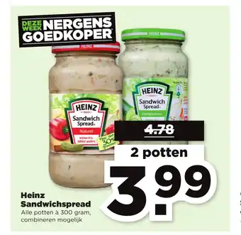 PLUS Heinz Sandwichspread 300 gram 2 potten aanbieding