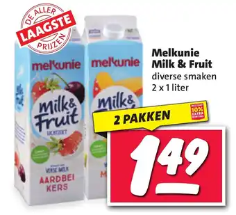 Nettorama Melkunie Milk & Fruit 2 x 1 liter aanbieding