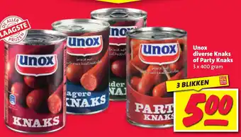 Nettorama Unox diverse Knaks of Party Knaks 3x400 gram aanbieding