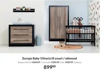 Babypark Europe baby vittoria iii zwart/oldwood aanbieding