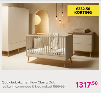 Baby & Tiener Quax babykamer Flow Clay & Oak ledikant, commode & kledingkast aanbieding