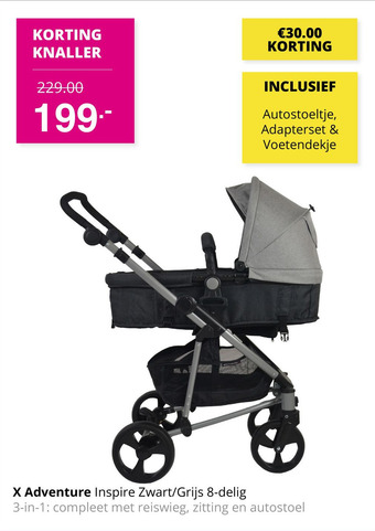 Baby & Tiener X Adventure Inspire Zwart/Grijs 8-delig aanbieding