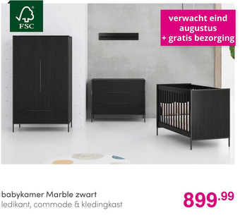 Baby & Tiener babykamer Marble zwart aanbieding