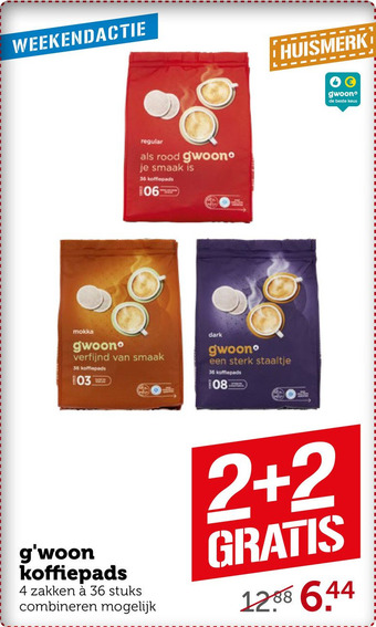 Coop g'woon koffiepads aanbieding