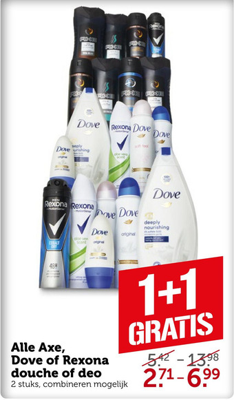 Coop Alle Axe, Dove of Rexona douche of deo aanbieding