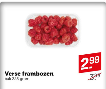 Coop Verse frambozen bak 225 gram aanbieding