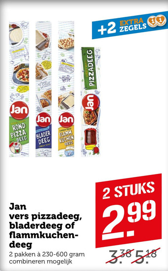 Coop Jan vers pizzadeeg, bladerdeeg of flammkuchen- deeg aanbieding