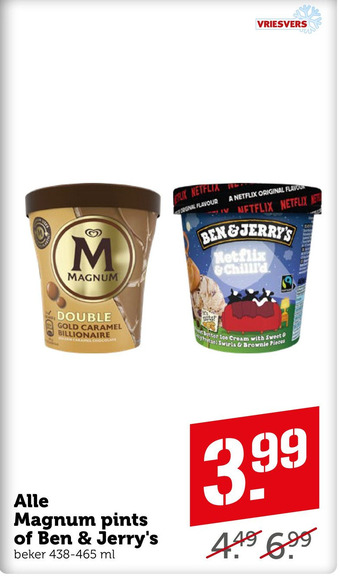 Coop Alle Magnum pints of Ben & Jerry's aanbieding