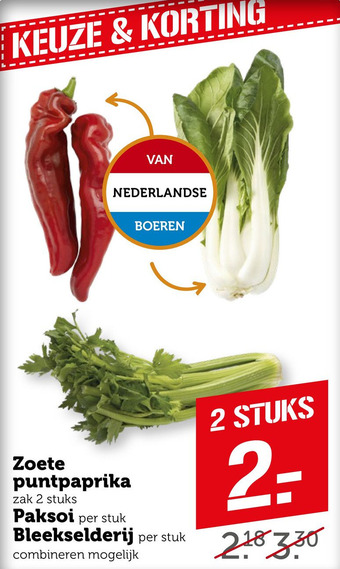 Coop Zoete puntpaprika of Paksoi of Bleekselderij aanbieding