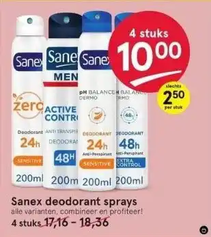 Etos Sanex deodorant sprays aanbieding